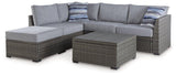 Petal Road Outdoor Loveseat Sectional/Ottoman/Table Set (Set of 4) image