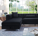 Amie Glam Gray & Black Sectional w/Storage