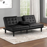 Eidsberg Futon Sofa Bed Orange, Grey, Brown, & Black
