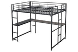 Cybill Full Loft Bed White, Silver, & Black