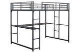 Cybill Full Loft Bed White, Silver, & Black