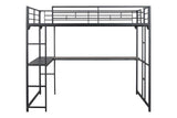 Cybill Full Loft Bed White, Silver, & Black