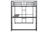 Cybill Full Loft Bed White, Silver, & Black