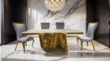 Basilicata 7 Pc Dining Table Set Chrome & Gold 5
