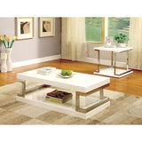 MEDA White/Chrome End Table, White