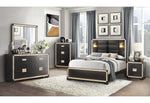 BLAKE BLACK/GOLD QUEEN BED GROUP WITH LAMPS