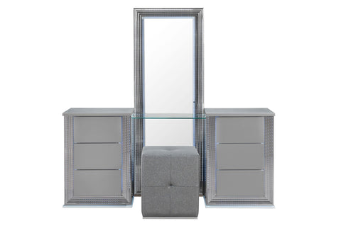 YLIME SMOOTH SILVER VANITY SET