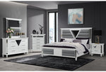 MARCO METALLIC WHITE KING BED GROUP WITH LED 3D MIRROR