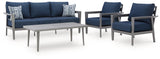 Gali Outdoor Sofa/Chairs/Table Set (Set of 4)
