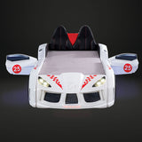Trackster Bed White, Red,, Black, & Blue