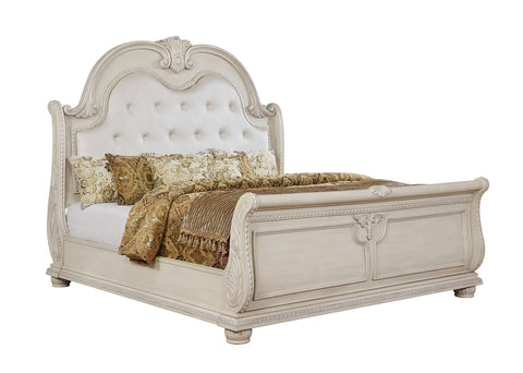 Ammanford Antique Whitewash Queen Bed - Basha Furniture